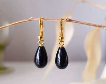 Onyx earrings Onyx gold earrings Gemstone earrings Gemstone earrings 925 sterling silver gold plated