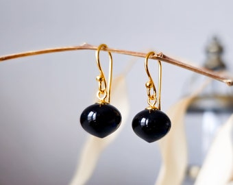 Onyx earrings Onyx gold earrings Gemstone earrings Gemstone earrings 925 sterling silver gold plated