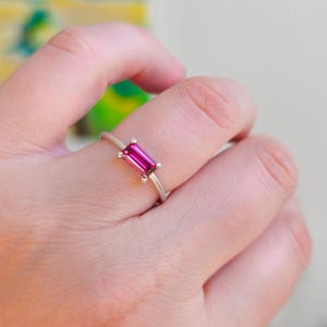 Pink tourmaline ring made of 925 sterling silver | Square tourmaline | Ring | Handmade in Berlin