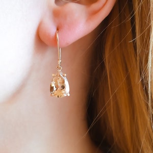 Large gemstone earrings rose gold earrings morganite 585 rose gold Pink Beryl Teardrop cut Statement earrings image 7