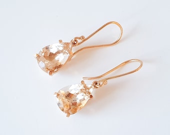 Large gemstone earrings rose gold earrings morganite | 585 rose gold | Pink Beryl | Teardrop cut | Statement earrings