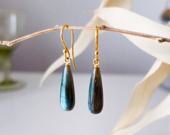 Labradorite earrings Labradorite gold earrings gemstone earrings gemstone earrings 925 sterling silver gold plated