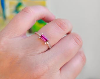 Pink tourmaline ring made of 925 sterling silver | Square tourmaline | Ring | Handmade in Berlin