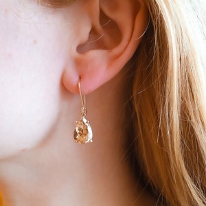 Large gemstone earrings rose gold earrings morganite 585 rose gold Pink Beryl Teardrop cut Statement earrings image 4