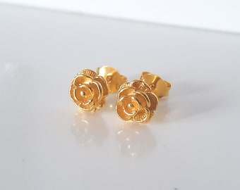 Rosenohstecker Rosen Blütenohrstecker Ohrstecker 925er Sterlingsilber Gold plattiert