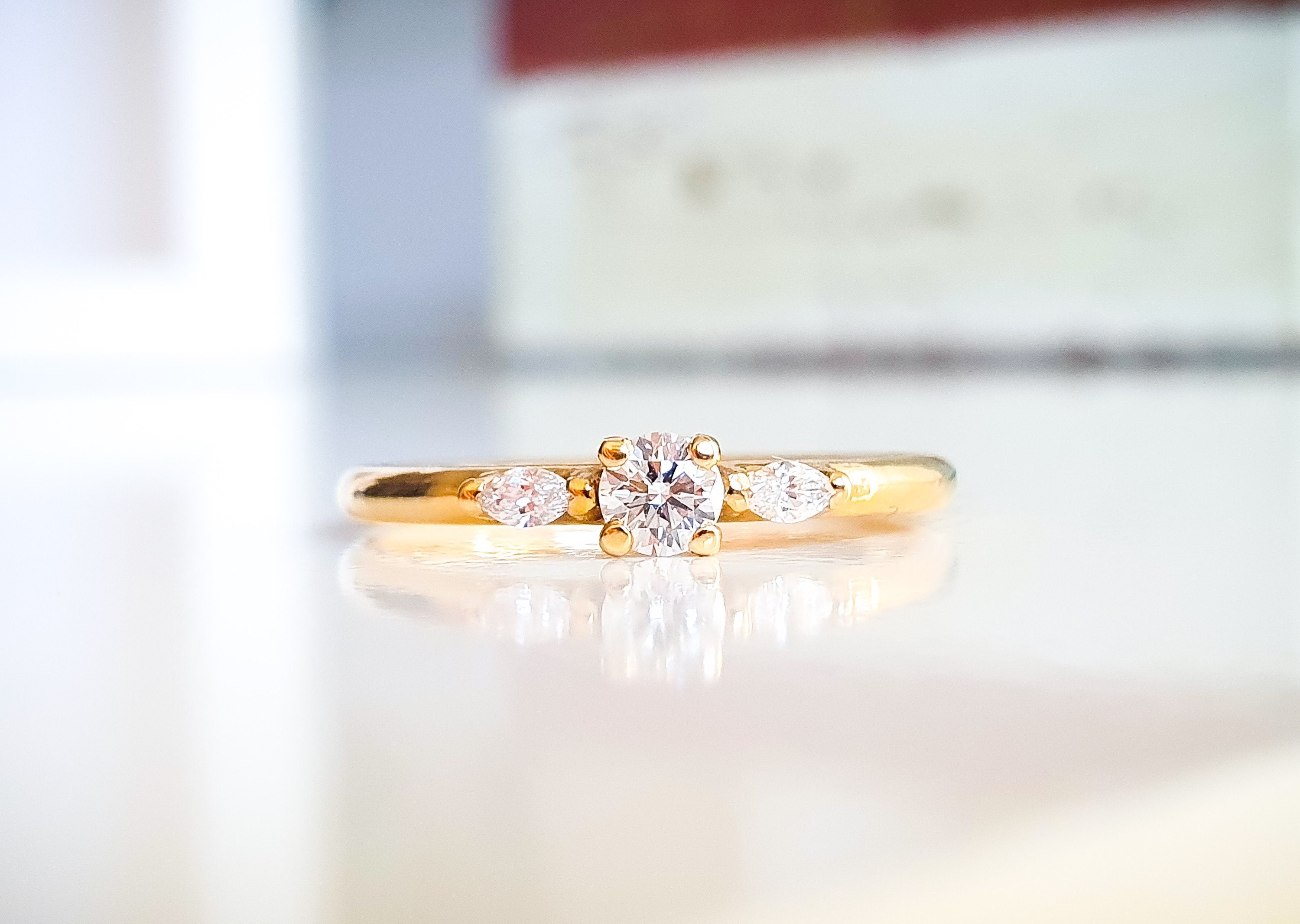 Engagement Ring Diamond Ring Brilliant 0.25 Carat 18k yellow gold | Custom Handmade Jewelry for her | Gift for Christmas Wedding Birthday