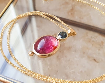 Tourmaline pendant tourmaline chain gold chain gemstone pendant made of 585 gold | green tourmaline | Pink tourmaline