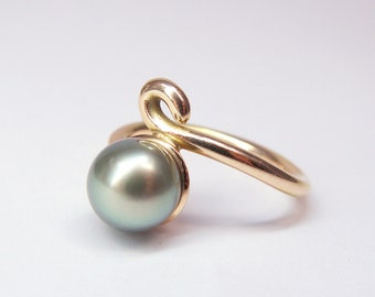 Noble Ring with Tahitian Pearl & Rose Gold 585 Gold