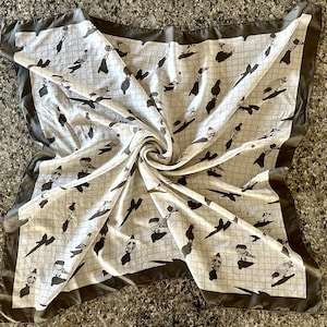 Pure Silk Pigeon Scarf Unique Barcelona Bandana 36 inch 16 in Satin Square Scarf