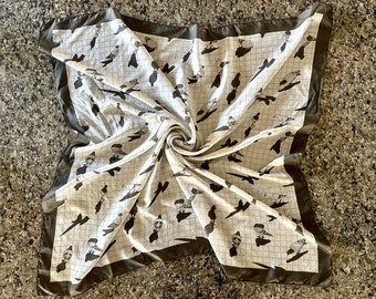 Bufanda de seda pura con forma de paloma Bandana Barcelona única de 36 pulgadas y 16 pulgadas Bufanda cuadrada de satén