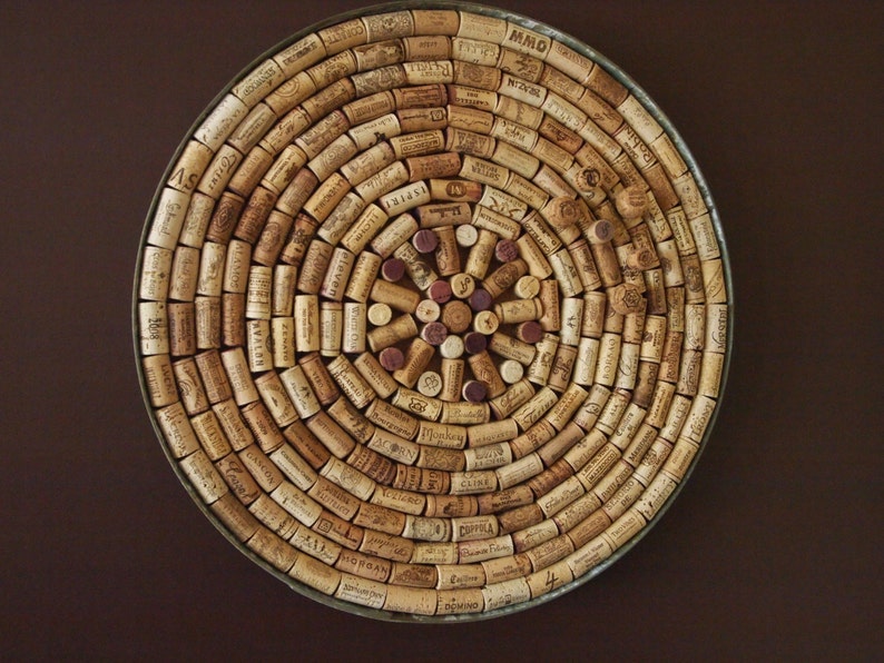 Wine Barrel Metal Ring Frame Wine Cork Corkboard 23 Inch Diameter With