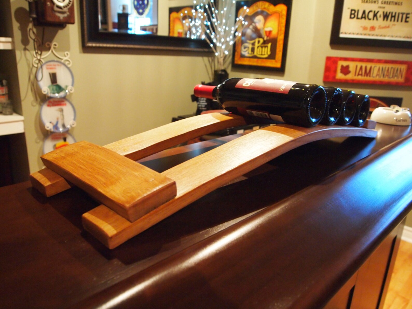 Wine Barrel Tabletop Wine Rack 'barrel' Finish Etsy Canada