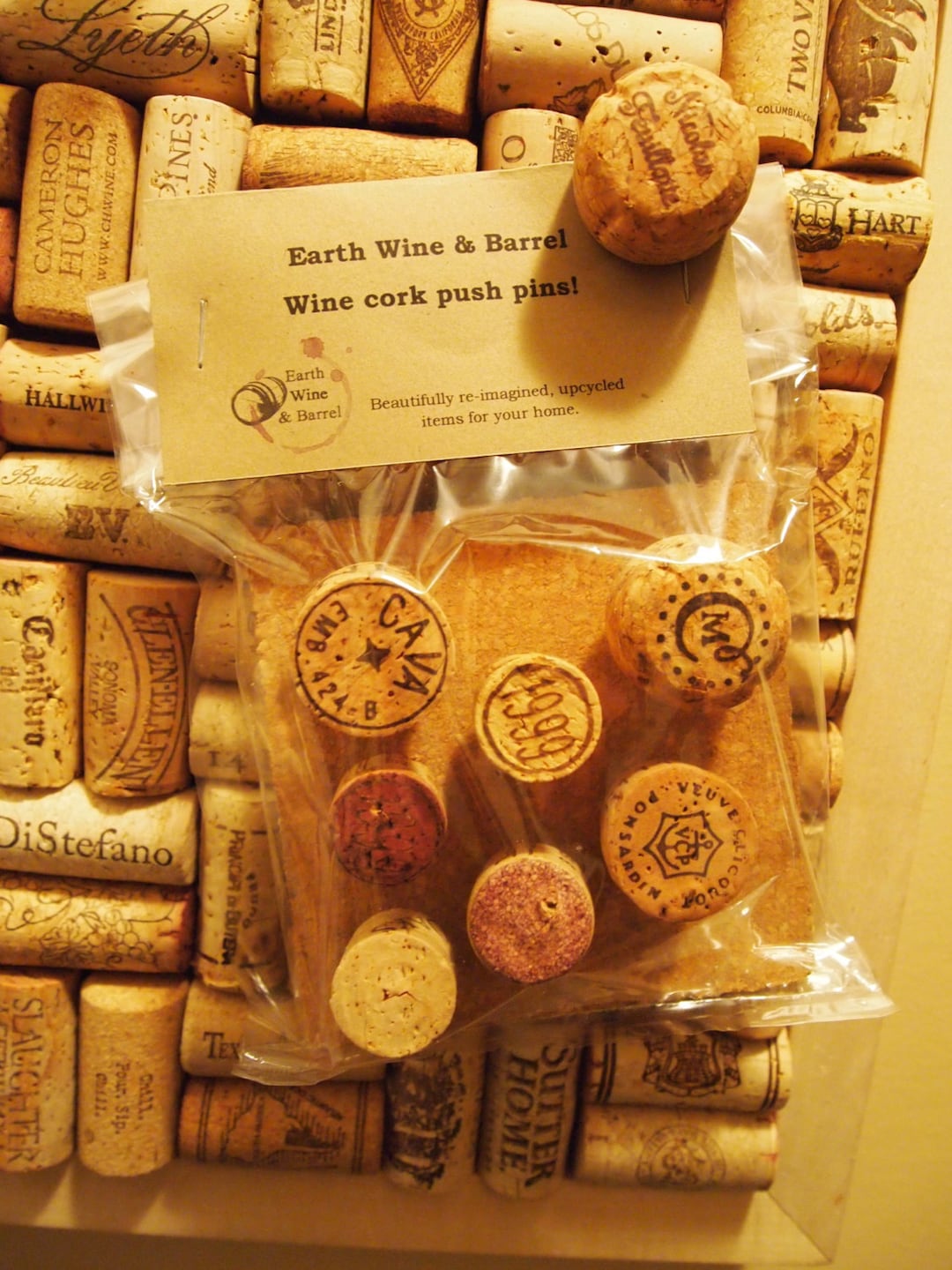 Wine and Champagne Cork Push Pins, Set of 7 Etsy