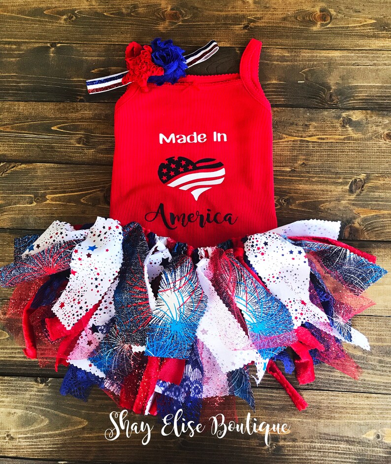 Fourth of July Onesie Headband and Tutu Set Made in America Onesie