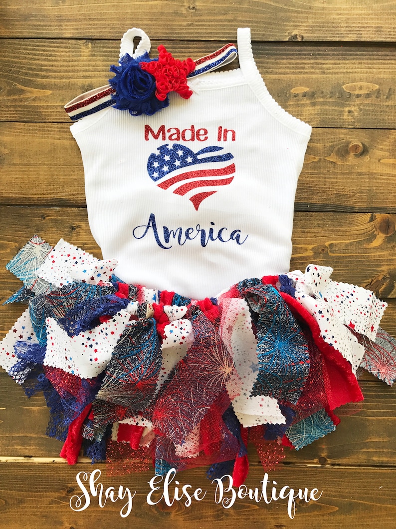 Fourth of July Onesie Headband and Tutu Set Made in America Onesie