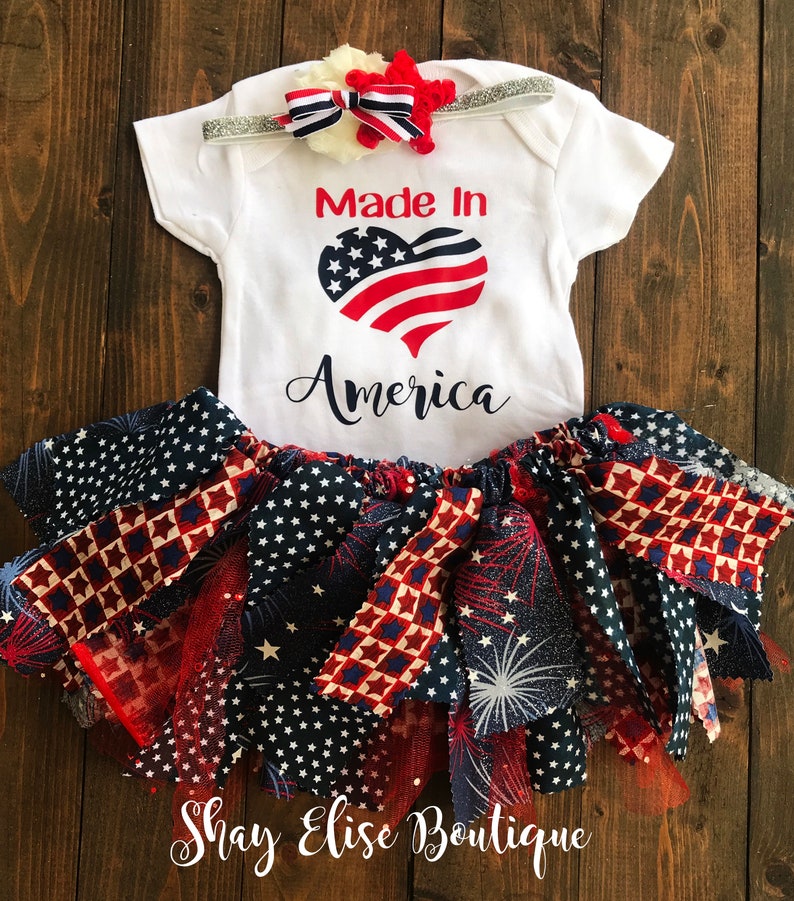 Fourth of July Onesie Headband and Tutu Set Made in America Onesie