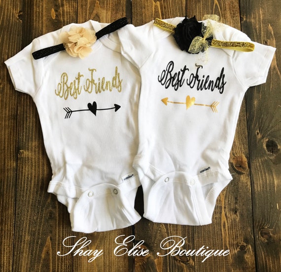 Twin Girls Best Friend Onesies with 