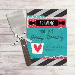 Serving You Up a Happy Birthday | Relief Society Handout | LDS Birthday Gift | Digital Print