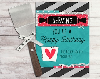 Serving You Up a Happy Birthday | Relief Society Handout | LDS Birthday Gift | Digital Print