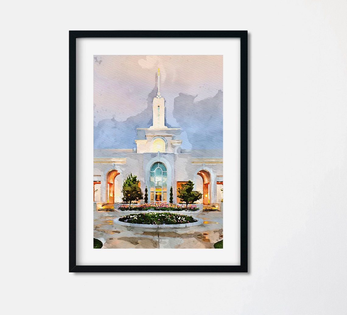 Mount Timpanogos Temple Watercolor Painting Digital Print LDS Temple