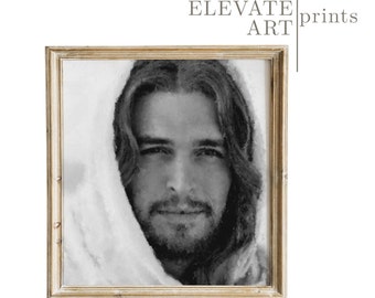 Black and White Jesus Christ Portrait Digital Print