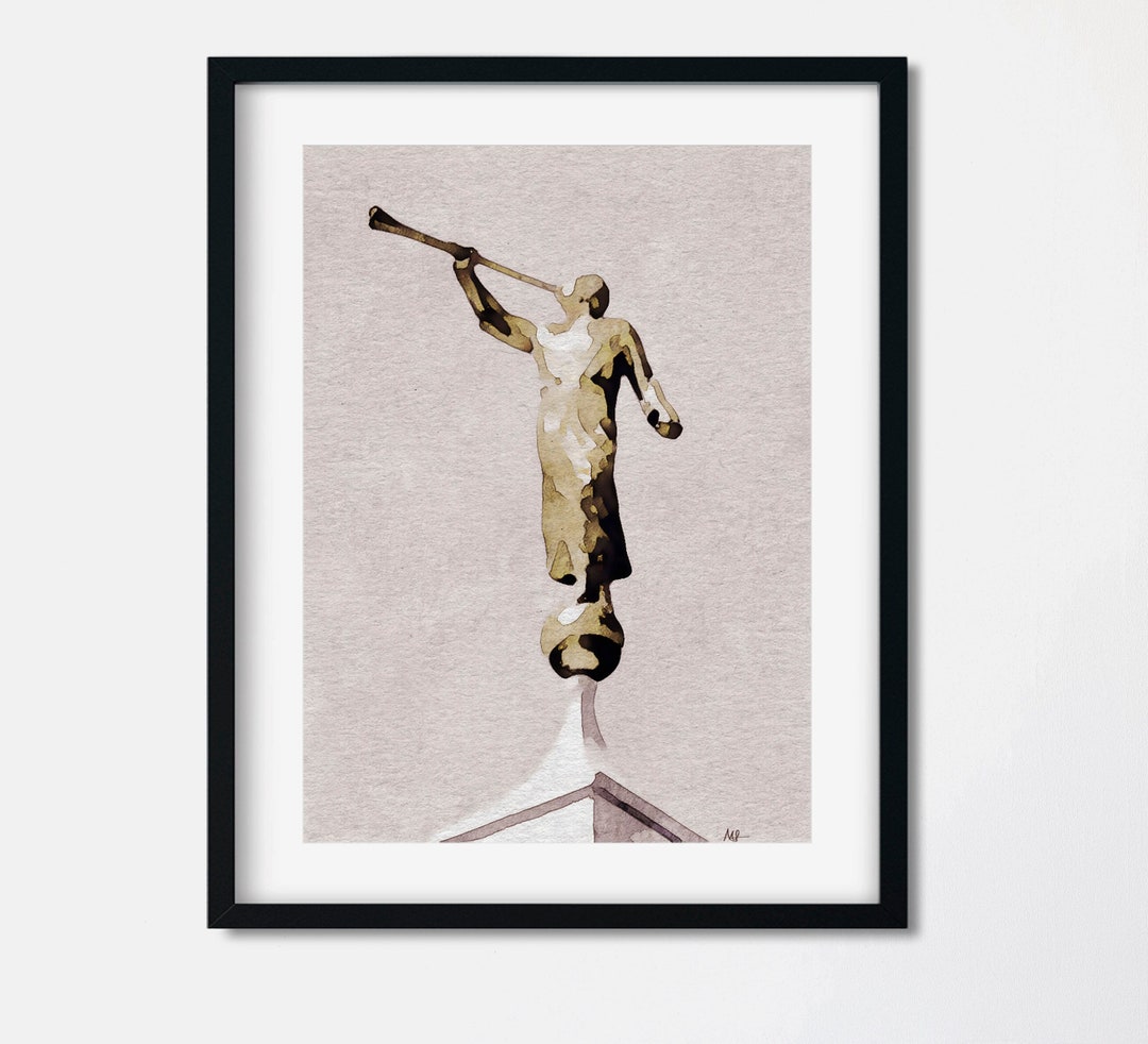 Angel Moroni LDS Temple Watercolor Painting Digital Print - Etsy