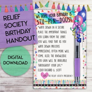 We Hope Your Birthday is Stupendous | Relief Society Handout | LDS Birthday Gift | Elder Richard G. Scott Quote Print | Digital Print