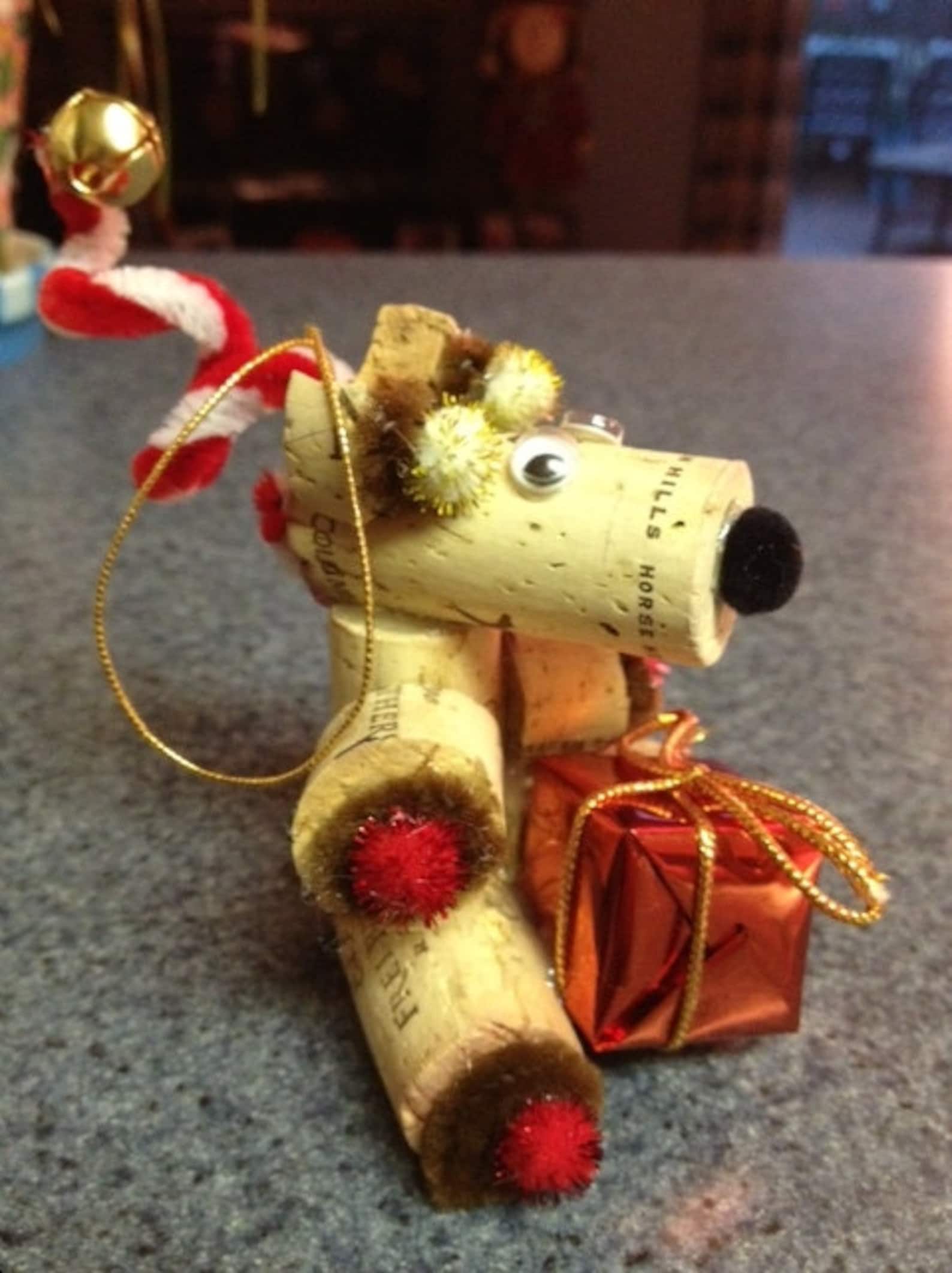 Wine Cork Reindeer Christmas Ornament Etsy