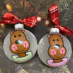 Adorable Handpainted Personalized Reindeer Ornament