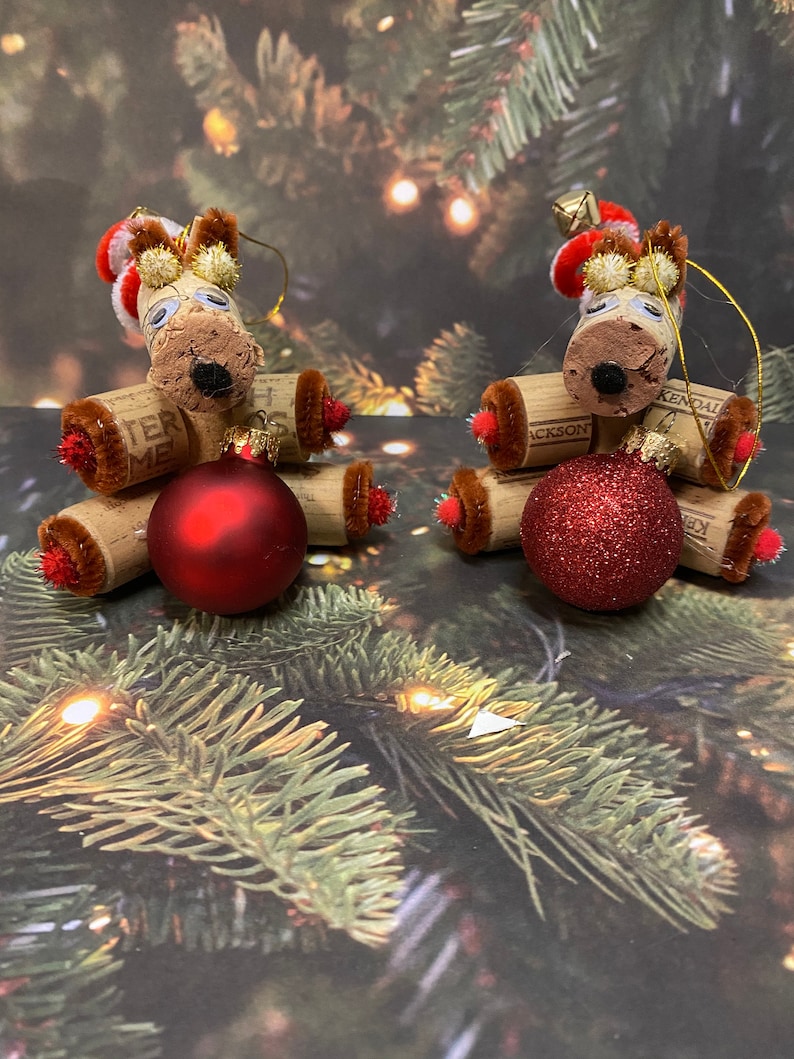 Wine Cork Reindeer Christmas Ornament Etsy