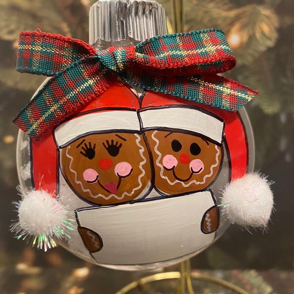 Gingerbread Couple Hand-Painted, Personalized Christmas Ornament