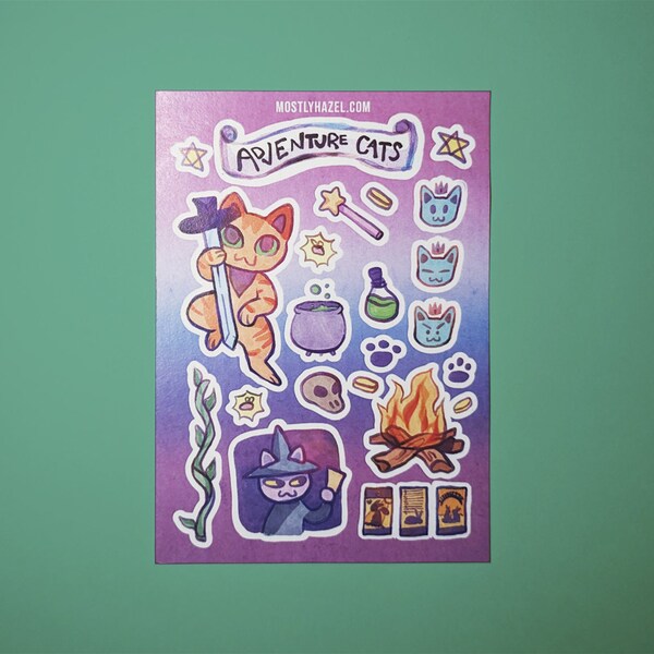 RPG Cats Washi Sticker Sheet