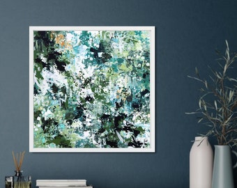 A Walk in the Woods Abstract Art Print, Inspired by Nature, Modern Contemporary Wall Art Decor, Green Forest Painting