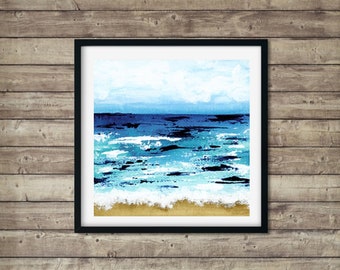 Oceans 3 Landscape Art Print, Coastal Living, Modern Contemporary Wall Art Decor, Sea Painting, Ocean Waves