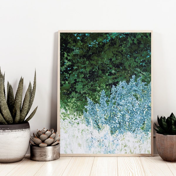 Between the Flowers and the Trees, Abstract Floral Art Print, Elfin Forest, Intuitive Painting, Modern Wall Decor