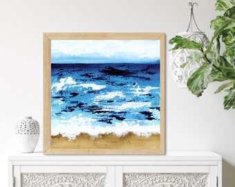 Oceans 2 Landscape Art Print, Coastal Living, Modern Contemporary Wall Art Decor, Sea Painting, Ocean Waves