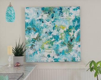 LOVE of LIFE, Ocean Inspired Large Abstract Painting, Coastal Life, Original Canvas Art, Modern Gallery, Contemporary Living, Beach House