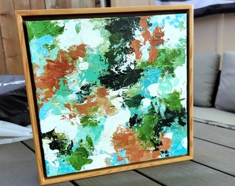 ON My WAY II, Original Abstract Art Painting in Wood Frame, Contemporary Home, Ranch house, Modern Country