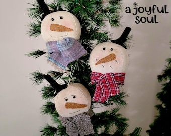 PATTERN - SIR SNOWMAN Ornies - "Quick Prims" Sewing Patterns, Snowmen Snowballs, Folkart, Instant Download, Prims