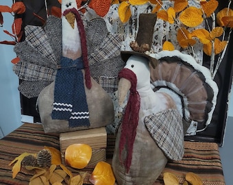 PATTERN - TURKEY DUDES Digital Pattern - Primitive Turkey Patterns, Thanksgiving Fall Handmade, Primitives Folk Art, Instant Download