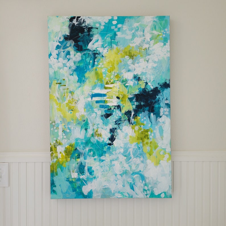 ONE Man's DREAM, Large Abstract Painting, Coastal Life, Original Canvas Art, Modern Gallery, Contemporary Living, Home Design image 6