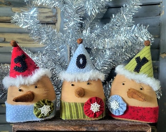 PATTERN - JOY SNOWMEN - Quick and Easy Primitives,  Christmas, Instant Download, Beginner diy