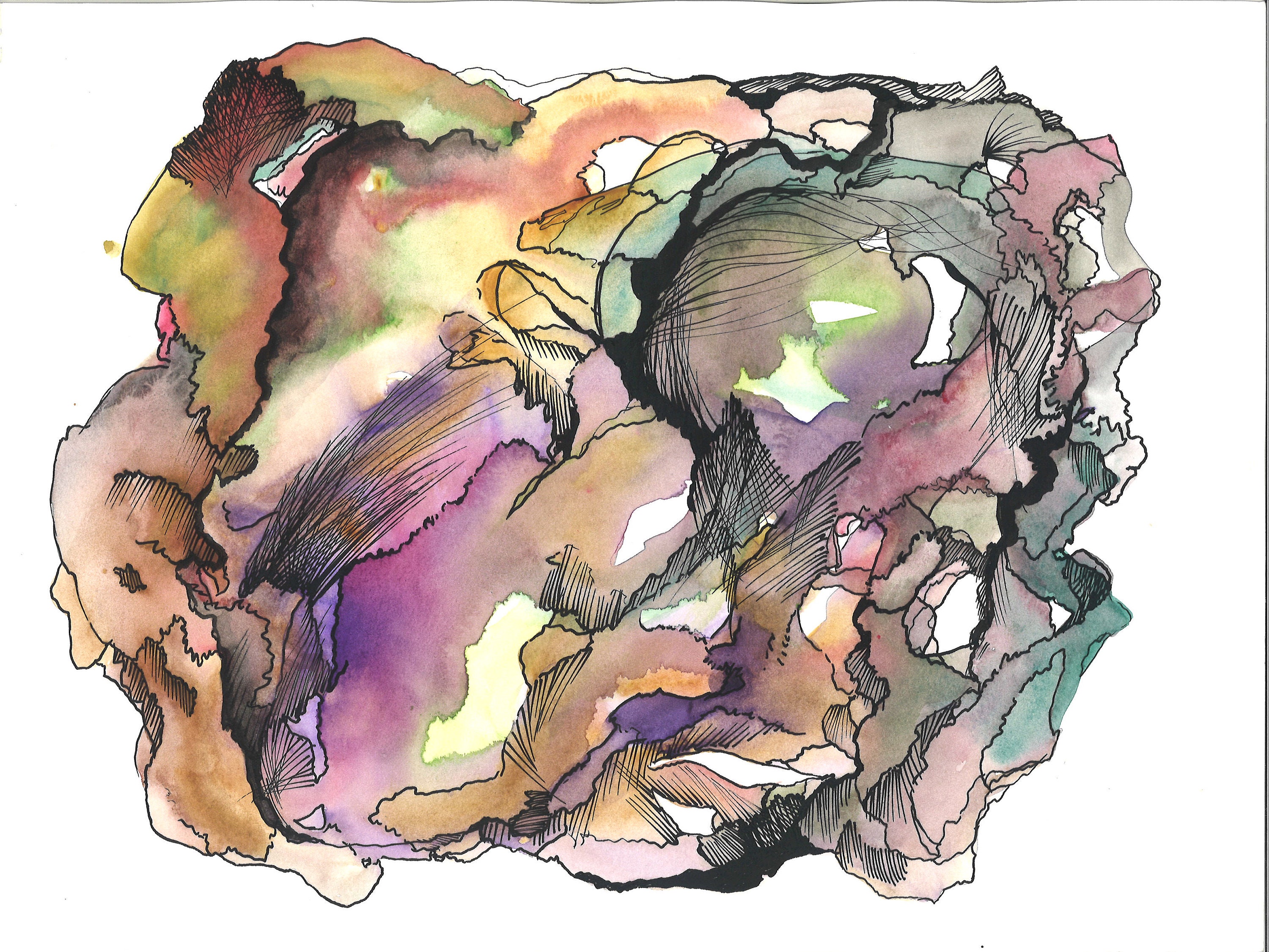 Abstract Art Print Muted Watercolor Tones Etsy