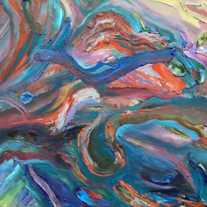 Muticolored, palette-knife, abstract, oil painting