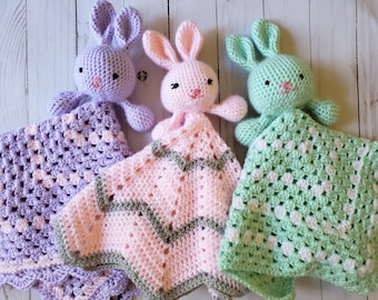 MADE TO ORDER Crochet Bunny Lovey Security Blanket