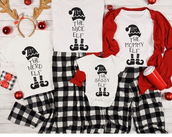 Christmas Elf Shirts for Family Matching, Christmas Party Shirts, Customize Family Elf Shirts, Nice Elf, Naughty Elf, Sassy Elf, UNISEX