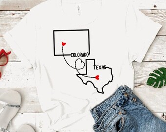 Custom State to State Long Distance Love Relationship Long Distance Best Friends Family Reunion Long Distance Matching Shirts