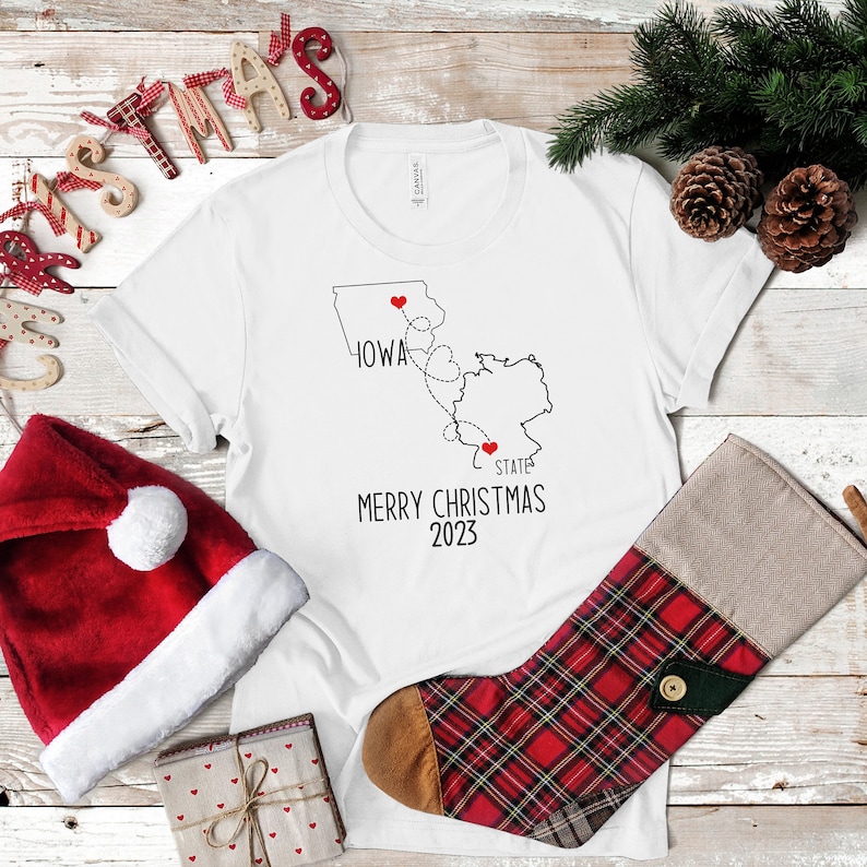 Christmas Gift State to State Shirts for Family,Christmas Party Shirts,Personalized Family Shirts,Long Distance Love Relationship Shirt image 6