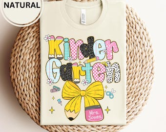 Kindergarten Teacher Personalized Name T-Shirt Custom Teacher Appreciation Gift Teacher Team Group Matching Back to School Shirt Sweatshirt