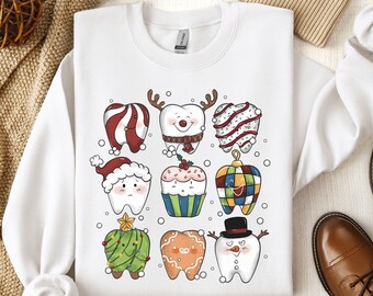 Funny Christmas Dentist T-Shirt Tooth Sweatshirt Dental Squad Matching Team Teeth Group Tees Dental Hygienist Gift Dental Assistant Shirt